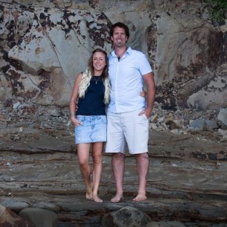 Engagement photo at Castor Bay beach - Auckland