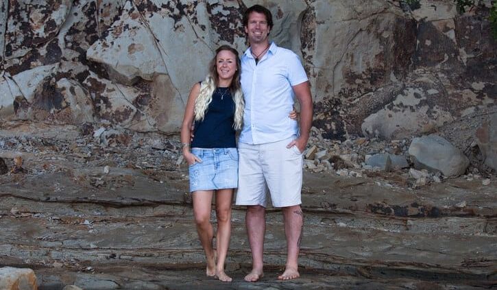 Engagement photo at Castor Bay beach - Auckland