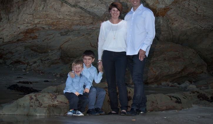 Family portrait at Castor Bay beach - Auckland